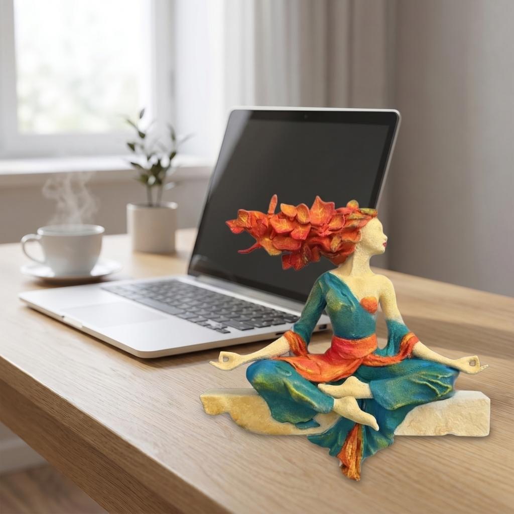 Meditating Nature Goddess Sculpture Sitting Yoga Pose Resin Figurine Home Decoration Indoor Outdoor Art Ornament