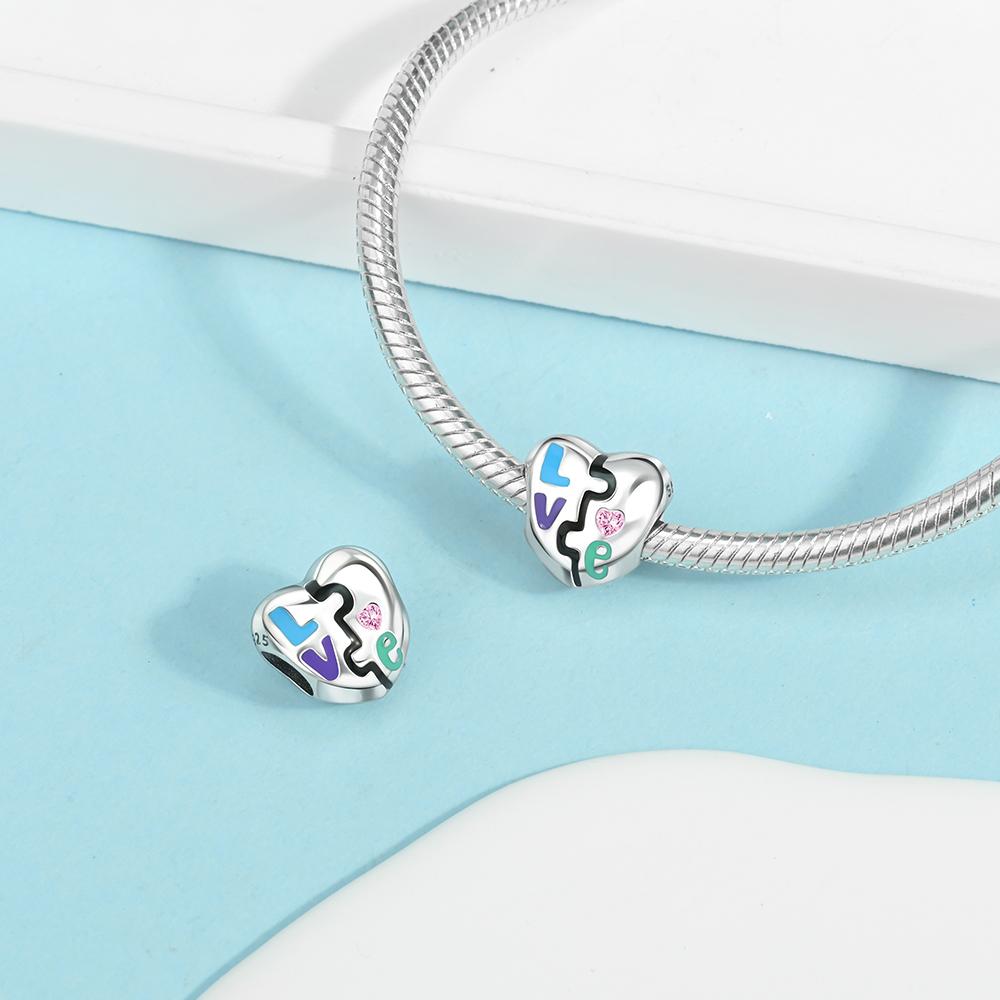 Ahthen copper Bead Charms Love Dangle Charm fit Snake Chain Bracelets Necklaces for Women Jewellery Making High Quality