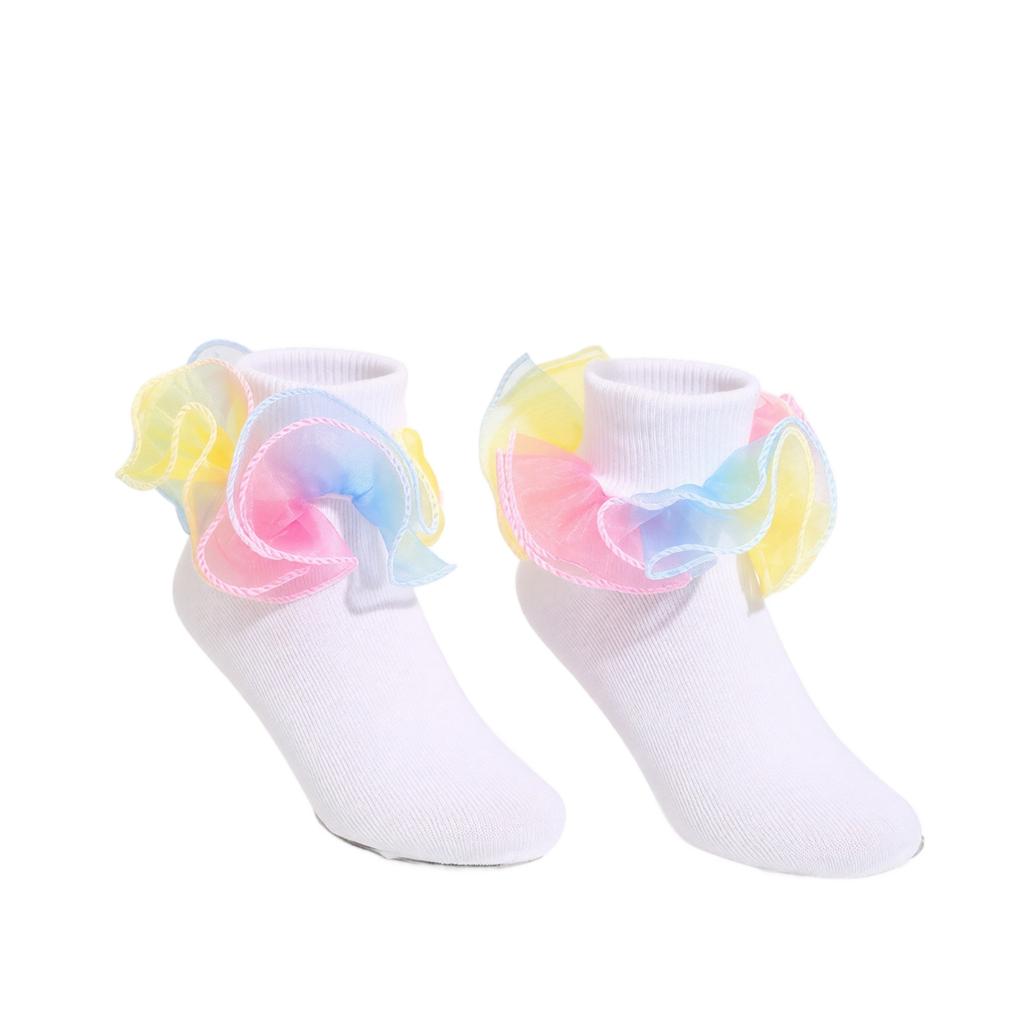 Girls Lace Princess Dance Socks with Ruffle Trim – Breathable Lightweight for Kids