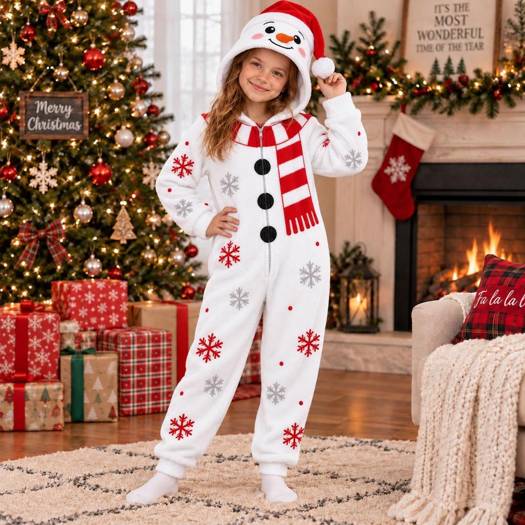 Christmas Matching Family Pajamas Mother and Son Long Sleeve One-Piece Sleepwear Set