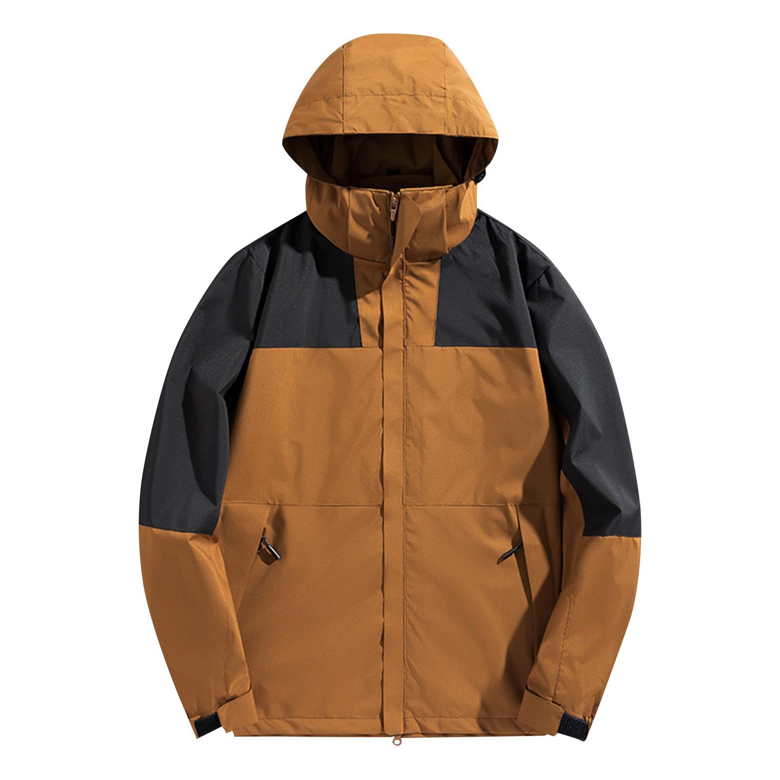 

Men s and women s same jacket, loose shoulder, color blocked splicing, suit, hooded jacket, outerwear M коричневый
