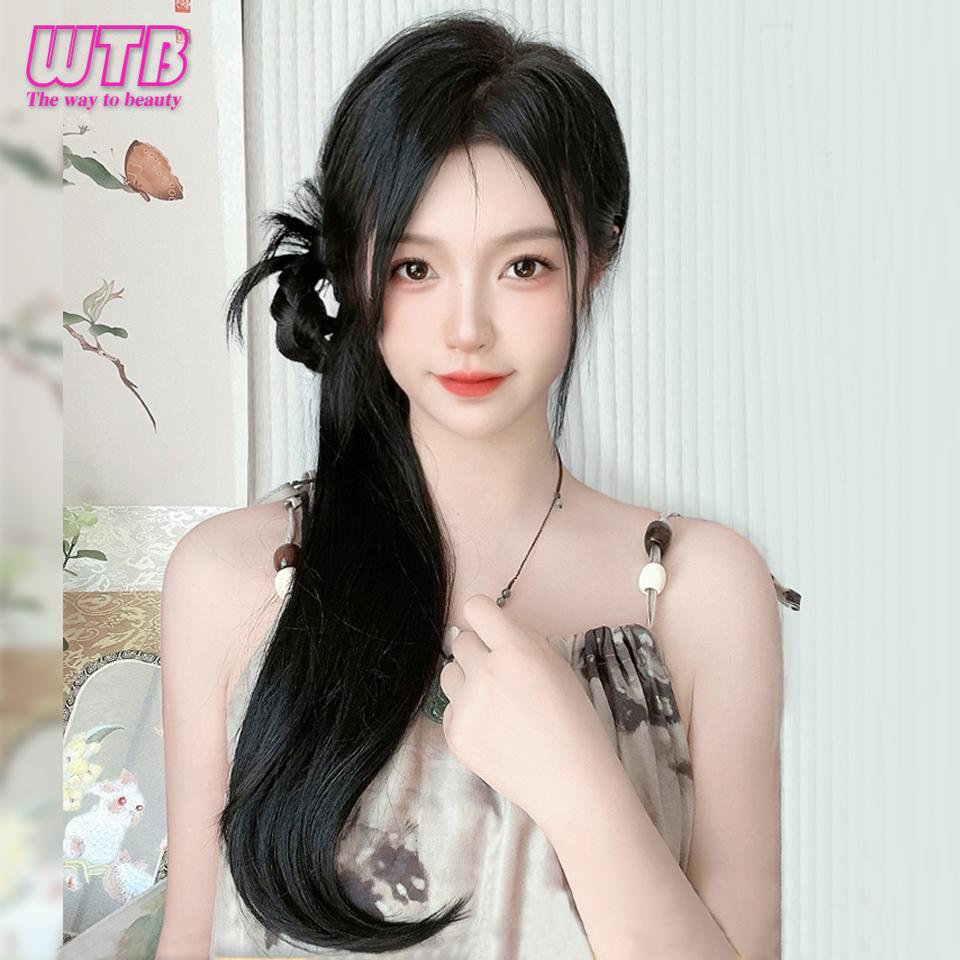 WTB Wig Women's Braid New Chinese Style Grip Clip Gentle Weaving Side Ball Head Low Horsetail Micro Roll Wig