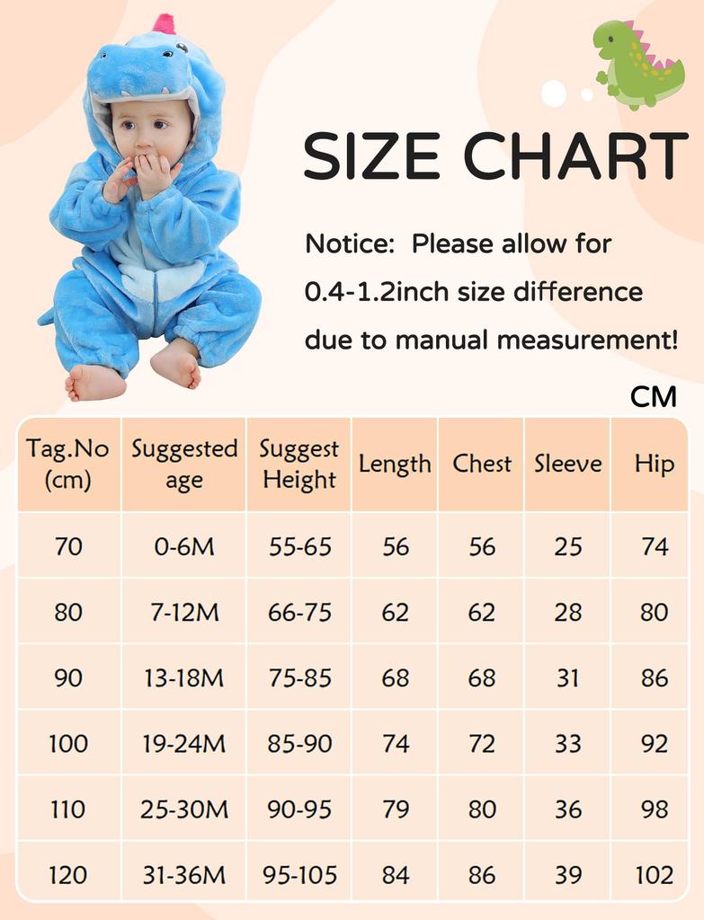 Maeau Baby Dinosaur Kigurumi Romper Coverall for Halloween Newborn Winter Christmas Baby Shower Birthday Commemorative Photo 110 Infants, Cosplay,