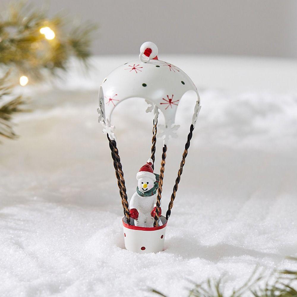 Iron Christmas Airplane Pendant Santa Flying Plane Hot Air Balloon Pilot Santa Ornaments Durable Hanging Rope
