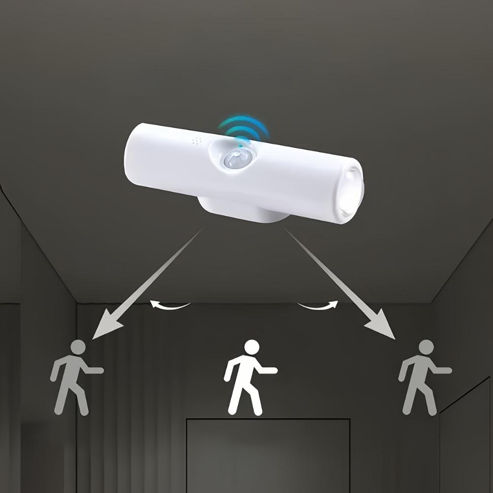 1/2/3pcs LED Intelligent Light,Simple White Design, USB Rechargeable, Two-Head Dimmable Wall-Mounted Motion Sensor Light, Bedsid