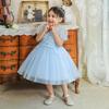 New Children's One-Shoulder Pearl Embroidered Princess Dress for Summer