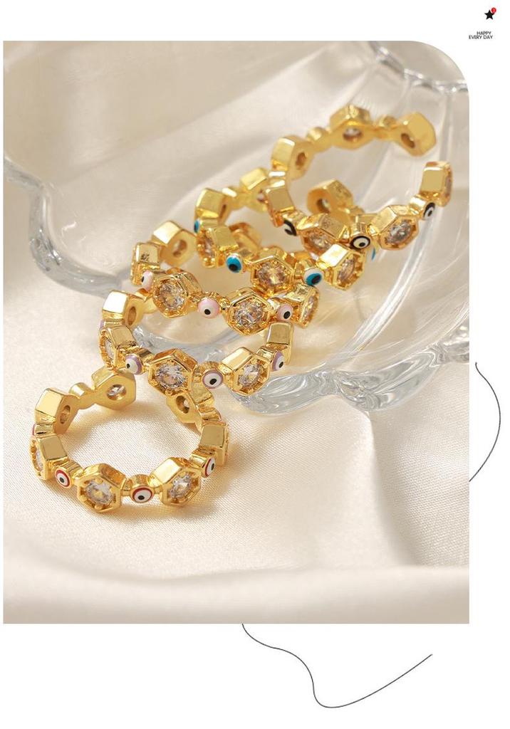 Stylish Devil's Eye Ring: Openable, Zircon Inlaid, Adjustable Women's Geometric Jewelry