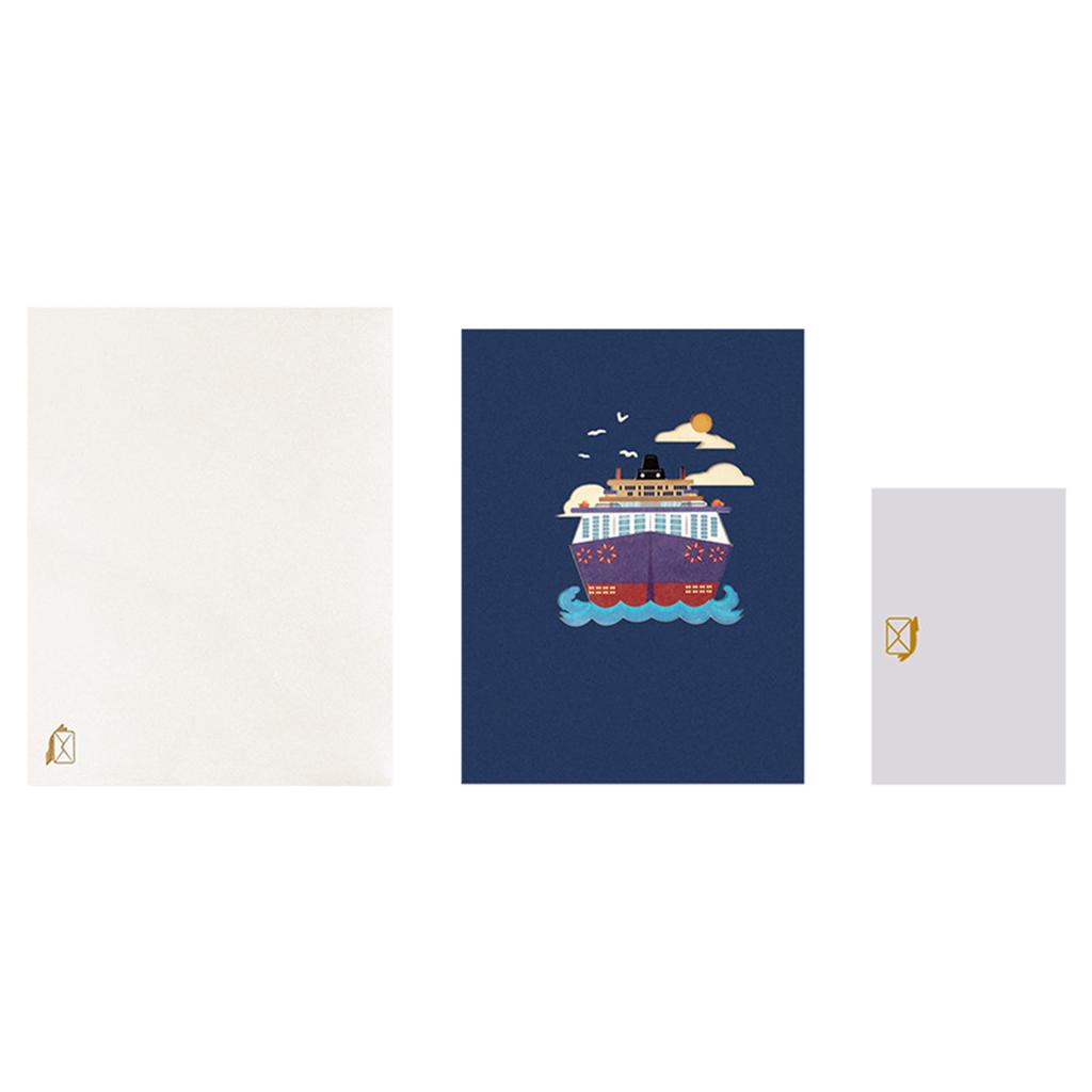 3D Deep Sea Cruise Ship PopUp Card with Envelope 3D Holiday Greeting Card Blank Note Stocking Present for Friend Holiday