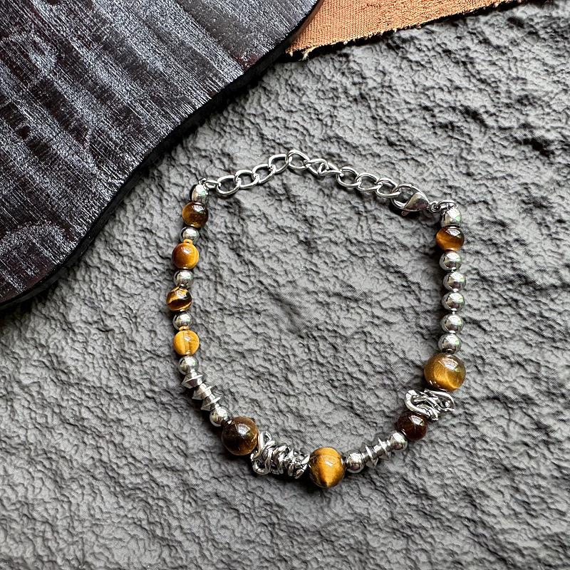 Southeast Asian Tiger Eye Stone Bracelet - Minimalist, Versatile, Vintage-Inspired Jewelry