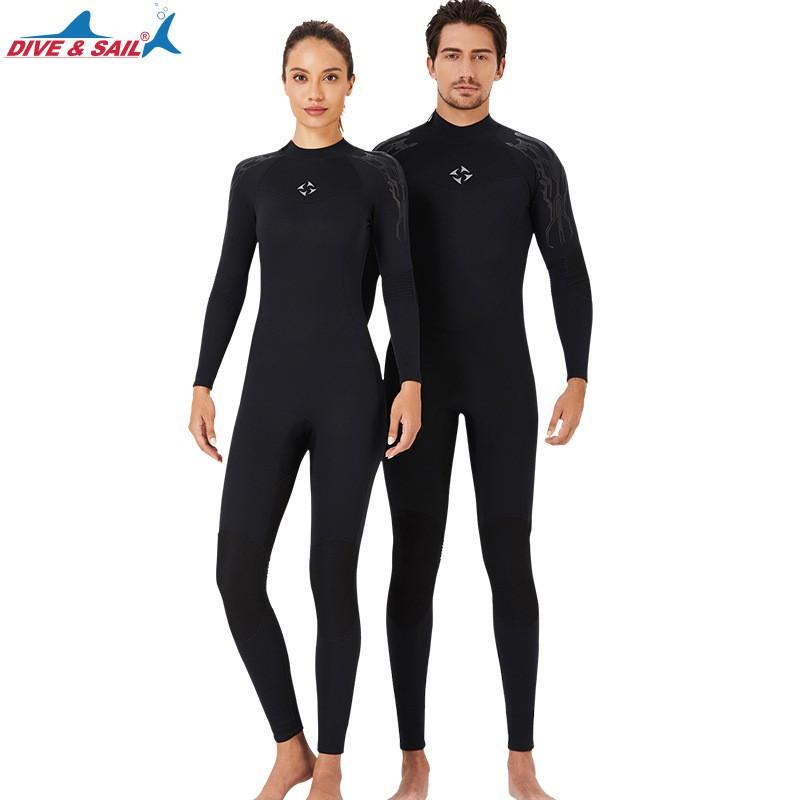 3MM Diving Suit Men's One-piece Long-sleeved Thick Warm Mercerized Velvet Women's Sunscreen Jellyfish Surfing