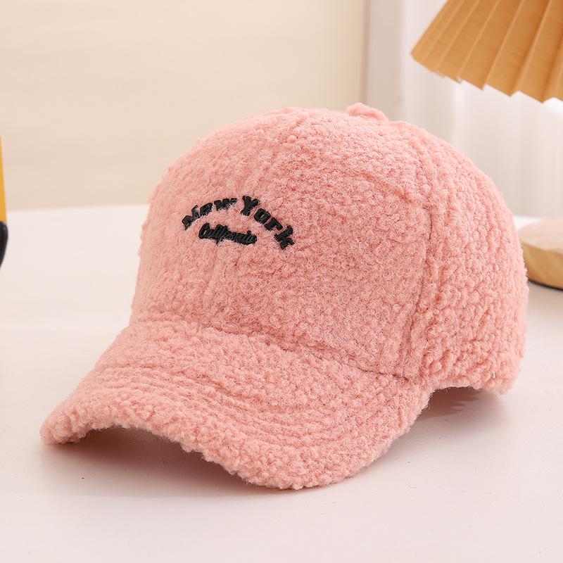Children's Hat Korean Style Boys and Girls Lamb Velvet Warm and Cold Proof Duck Cap Autumn and Winter Cute Baby Baseball Cap Trend
