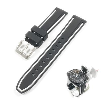 Swatch x OMEGA Kompatibles Gummiarmband mit Doppellinien (Schwarze/Weiße Linien)