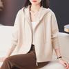 2025 Spring/Autumn Red Hooded Short Jacket for Middle-Aged Women - Petite Knitted Cardigan