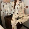 Three-Piece Pajamas Women'S Summer Short-Sleeved Shorts Cartoon Mickey Smudged Loungewear Can Be Worn Outside
