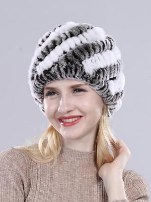 Women Winter Warm Real Rex Rabbit Fur Hat Snow Cap Winter Hats for Women Girls Real Fur Knit Skullies Beanies Natural Fluffy Hat