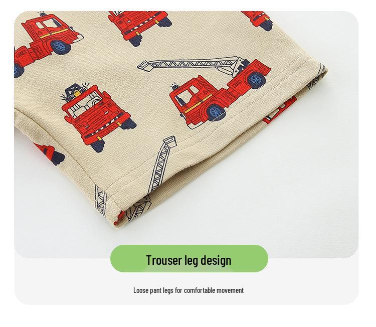 Summer Children's Cartoon Print Shorts & T-Shirt Set - European & American Style, Two-piece.