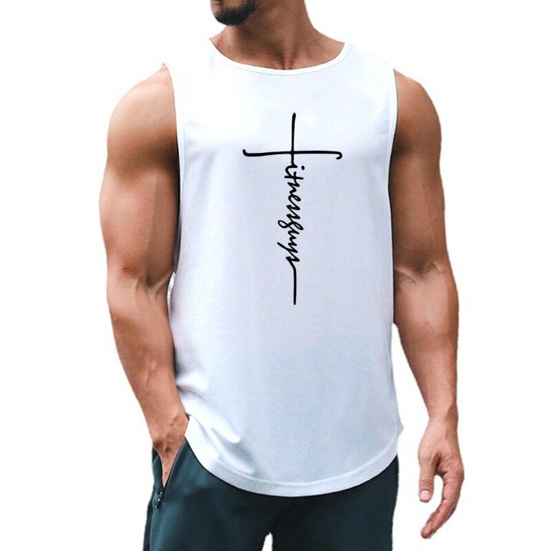 Muscleguys Men's Gym Clothes Summer Indoor Fitness Breathable Quick-dry Sleeveless T-shirts Printed Outdoor Running Tank Tops