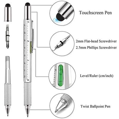Caneta Estilete Multi Nível 6 em 1 Ferramenta Multi Caneta com Tela Sensível ao Toque Paquímetro Nível e Chave de Fenda Ferramenta de Escritório Papelaria Criativa