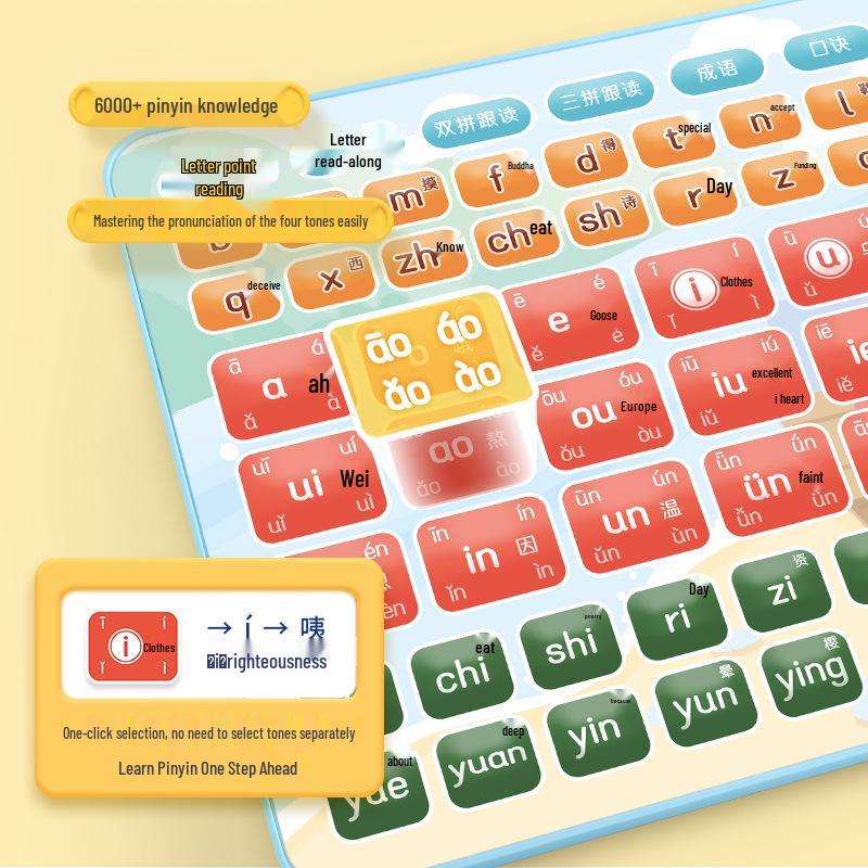 Multifunctional Pinyin Learning Tablet for Kids: Early Education, Idioms, Math, and Point-Reading Machine