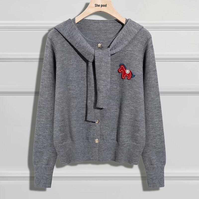Women's Little Horse Patch Knit Cardigan