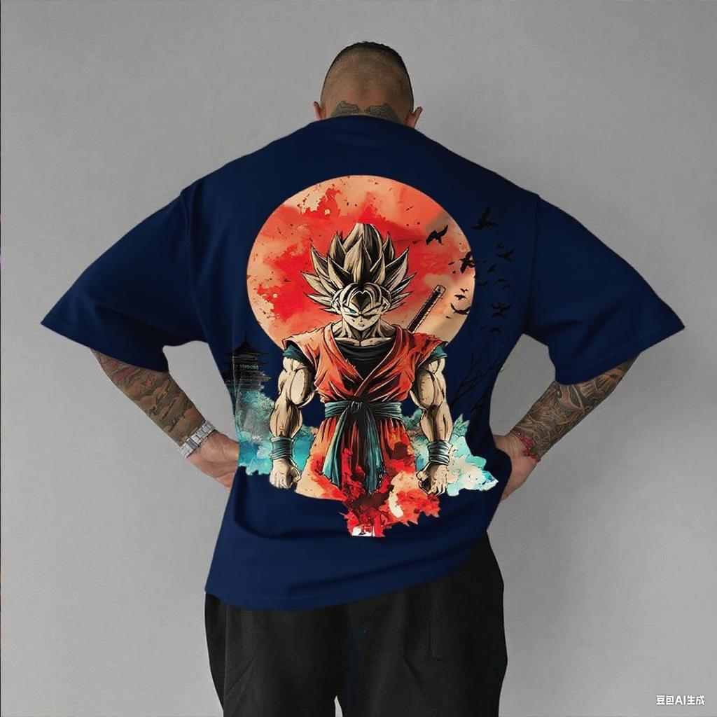 Dragon Ball Goku anime printed mens shortsleeved Tshirt summer pure cotton street culture printed casual top