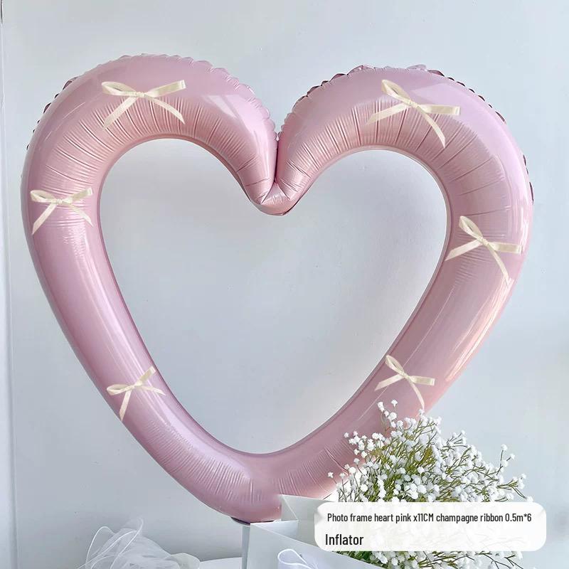 Pink Heart Photo Frame Balloon for Children's Party Decoration