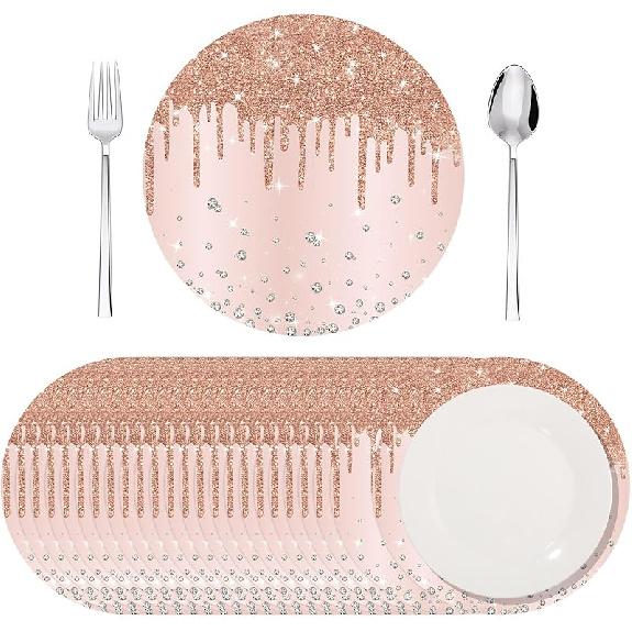 120 Pieces Silver Paper PlaceMats Glitter Diamonds Round Disposable Table Mats Decorative Paper Mats for Dining Wedding Birthday Silver Glitter