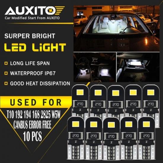 10X Canbus Super White T10 W5W 2825 168 194 License Plate Light Dome Bulb 2E EOA