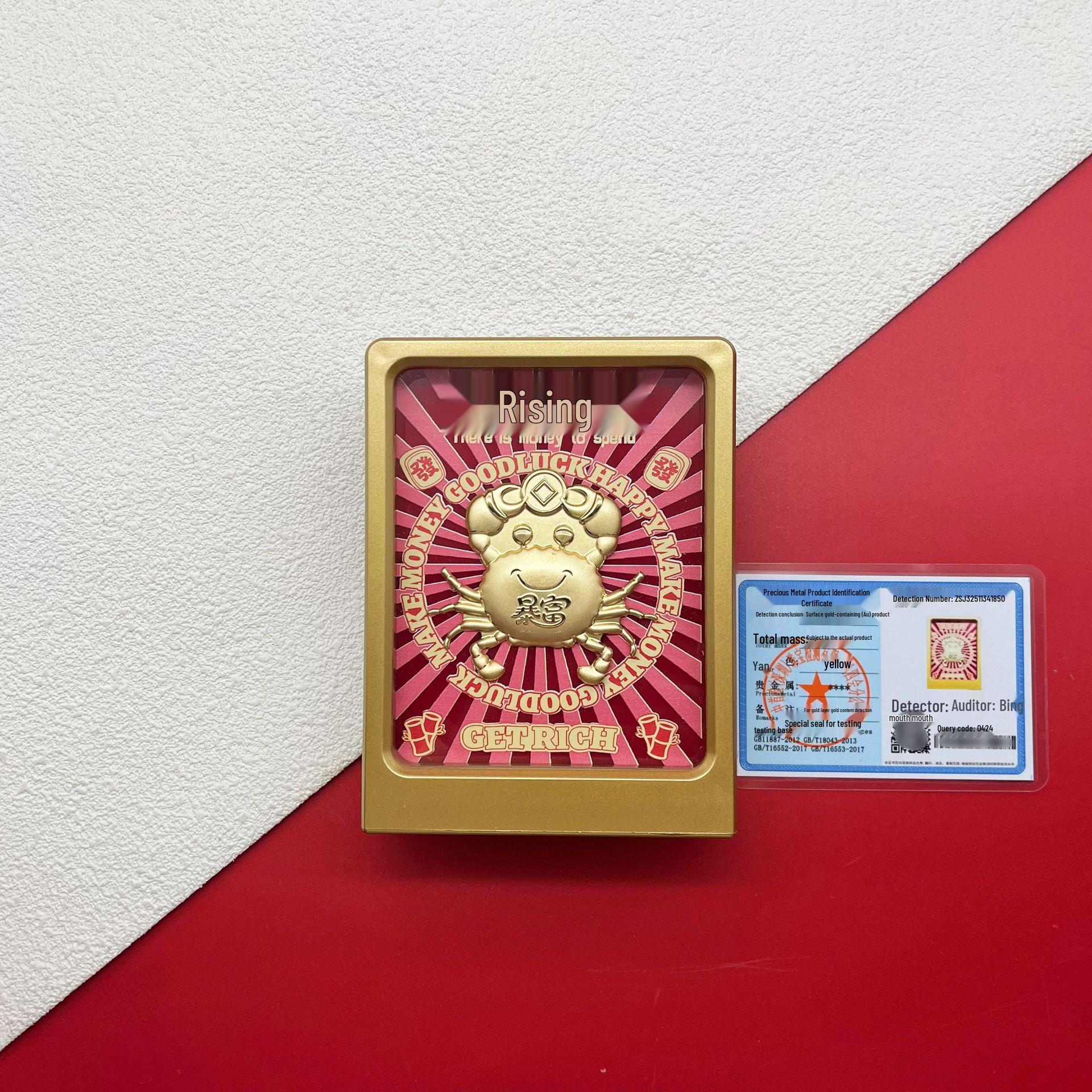 999 Fine Gold Crab Photo Frame Ornament - Perfect for Gifting