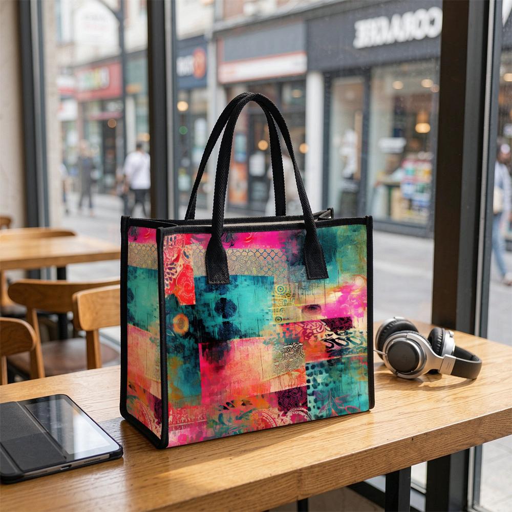 Vibrant Art Print Tote Bag Portable Fashion Casual Daily Carry Handbag for Outdoor Shopping Travel Use