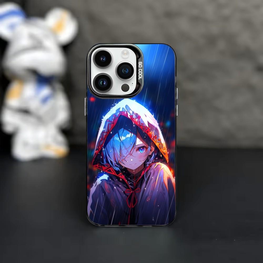 Cartoon R-Rem Re Z-Zero Phone Case For iPhone 16,15,14,13,12,11,Mini,Pro,MAX Black Matte Shockproof Cover