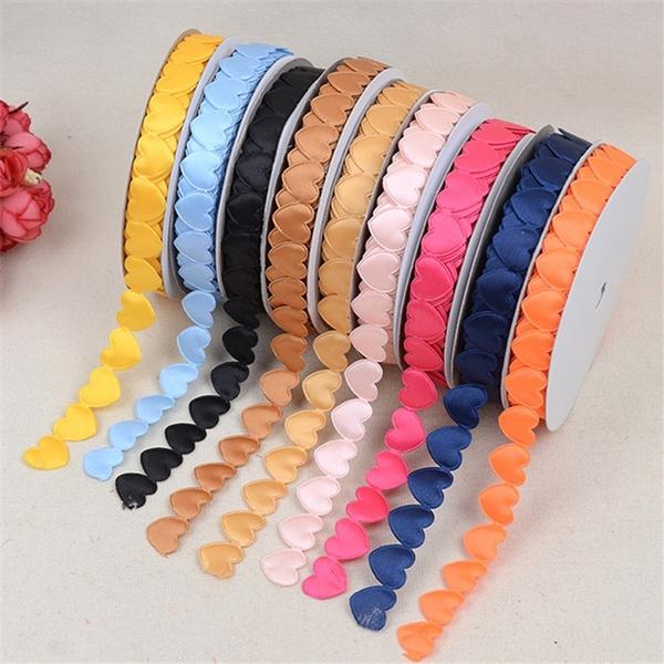 1.6cm Colorful Solid Color Heart-shaped Webbing Clothing Accessories Ribbon Cake Gift Box Packaging Ribbon Embossed Belt
