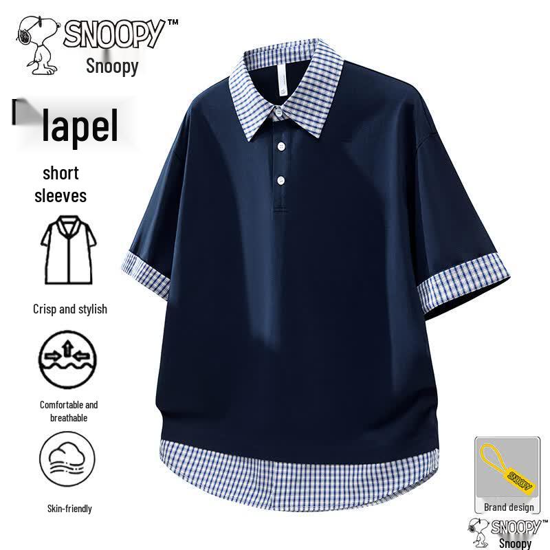 

SNOOPY Men s Summer Polo Short Sleeve Casual T-Shirt M