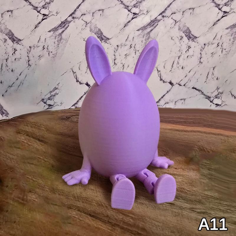 Articulated Bunny Egg Figurine Easter Decoration Movable Leg Joint Egg Statue Home Office Desktop Ornament And Gift
