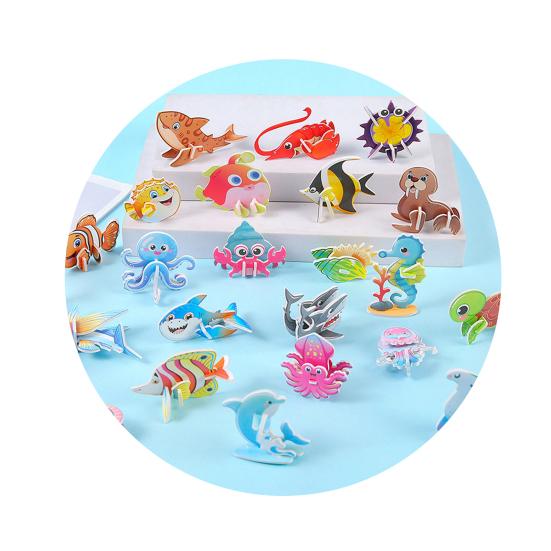 30Pcs DIY 3D Puzzle Set Insect Dinosaur Animal Letter Puzzle Assembly Activity Game Kids Educational Jigsaw Toy Classroom Prizes Party Favors