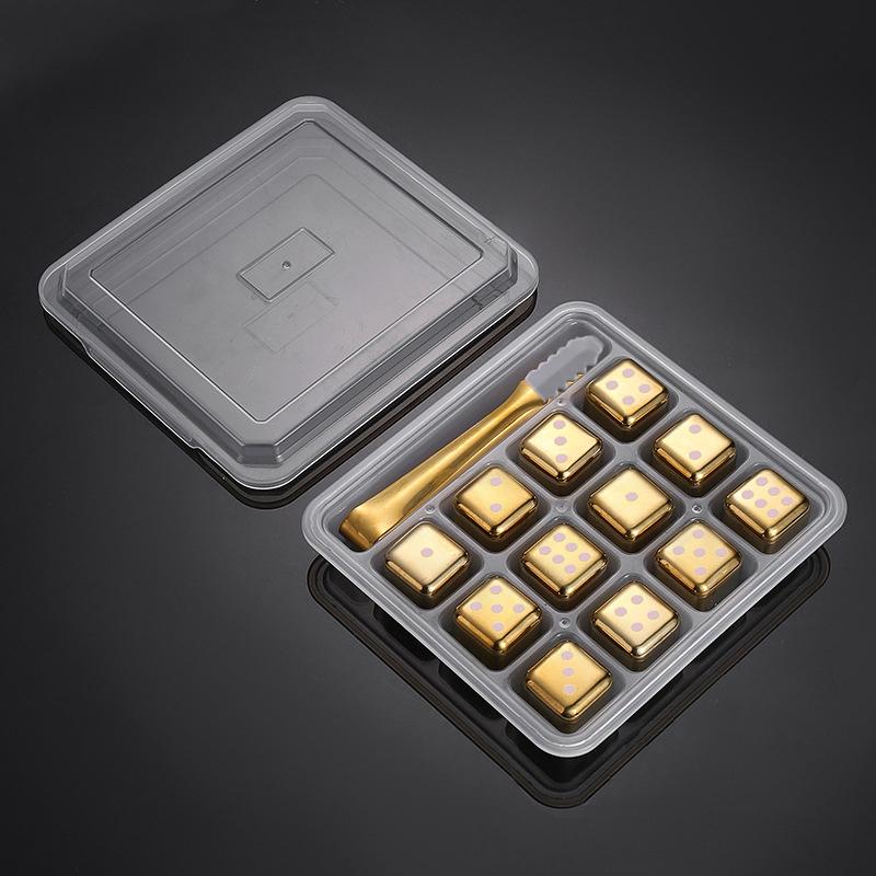 304 Stainless Steel Ice Cubes, Reusable Whiskey Stones, Dice Poker Pattern, Quick-Frozen Metal Ice Pellets, Beer Cooler Bar Tool