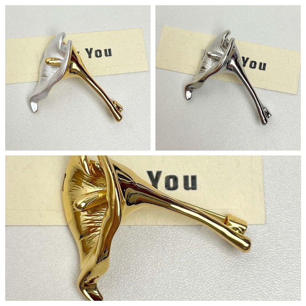 Corsage Ornament Calla Brooch French Style Metal Glossy Brooch Uniform Zantedeschia Pins  Party