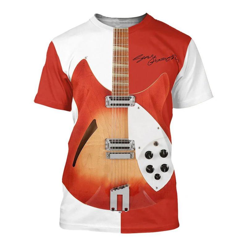 Music Guitar 3D Printed Men Women Tshirt Summer Trendy Harajuku O-Neck T-shirt Casual Short Sleeve Oversized Kids Clothing Tops