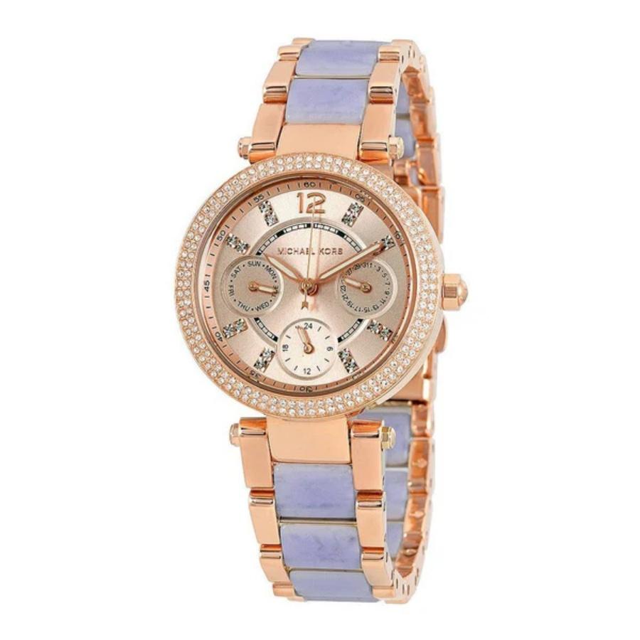 

Женские часы Michael Kors MK6327 Parker с хронографом, кристаллами, двухцветные, из нержавеющей стали и ацетата белый