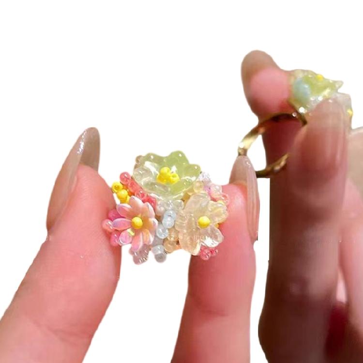 Pierścionki z Hortensjami Regulowane Biżuteria Modowa Otwierane Pierścionki Tekstura Żywicy Odpowiednie do Codziennego Noszenia lub na Specjalne Okazje