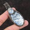 Dendrite Opal Pendant Copper Wire Wrapped Pendant Rainbow Moonstone Gemstone Jewelry Healing Stone Pendant Handmade Copper Wire Wrap Jewelry