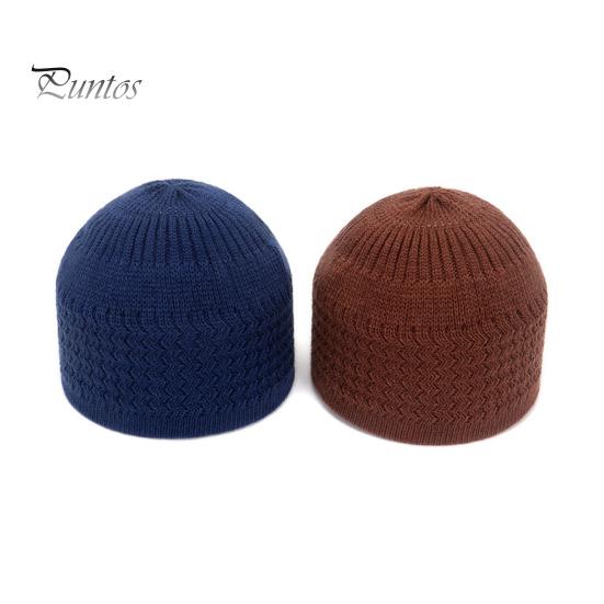 Traditioneller Hut Wellen-Jacquard Runder Dom Gestrickt Unisex Vintage Umwickelter Kopf Elastisch