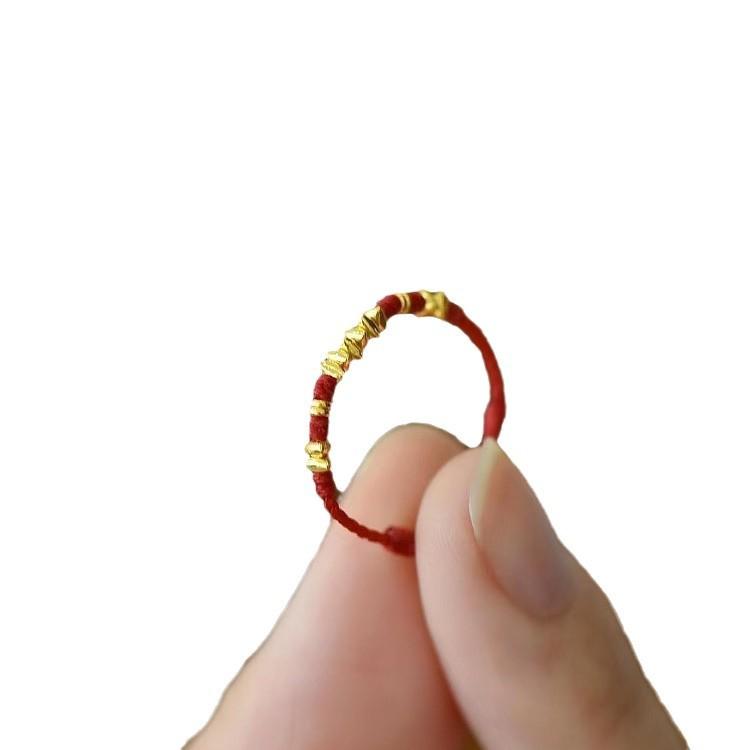 New Chinese Broken Gold Braided Rope Ring, Handwoven Natal Year Red Rope Ring, Year of the Snake High-end Sense Lucky Rope Ring