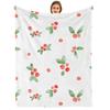 Watercolor Strawberry Soft Flannel Blanket Breathable Warm Throw for Office Car Sofa Kids Room Birthday Xmas Gift