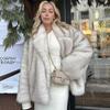 Winter Ins Hot Fashion Girls Oversized Gradient Fur Coat Women Thick Warm Outerwear Fluffy Faux Fox Fur Jacket