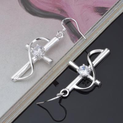 Luxury Rhinestone Cross Earrings Fashionable Elegant Creative Drop Earrings For Women Stylish Jewelry Gift