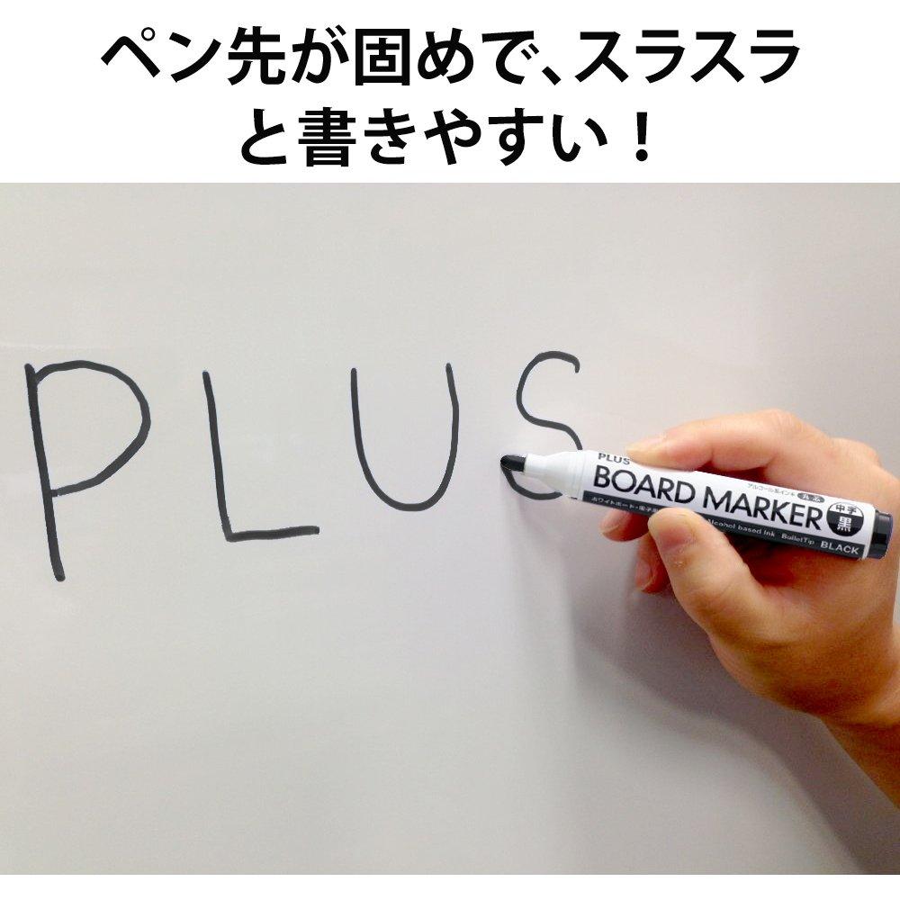 Plus Whiteboard Medium Round Pack of x 10 Markers, Black, Point, Tip, 10, 423-283