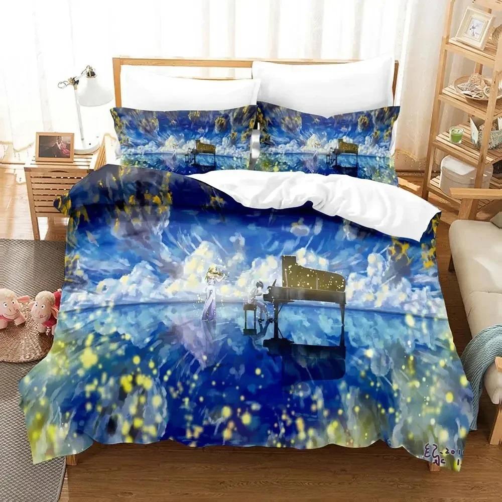 Comfortable Anime Print Duvet Cover Set With Duvet Cover And Pillowcases King Queen Twin Sizes For All Ages