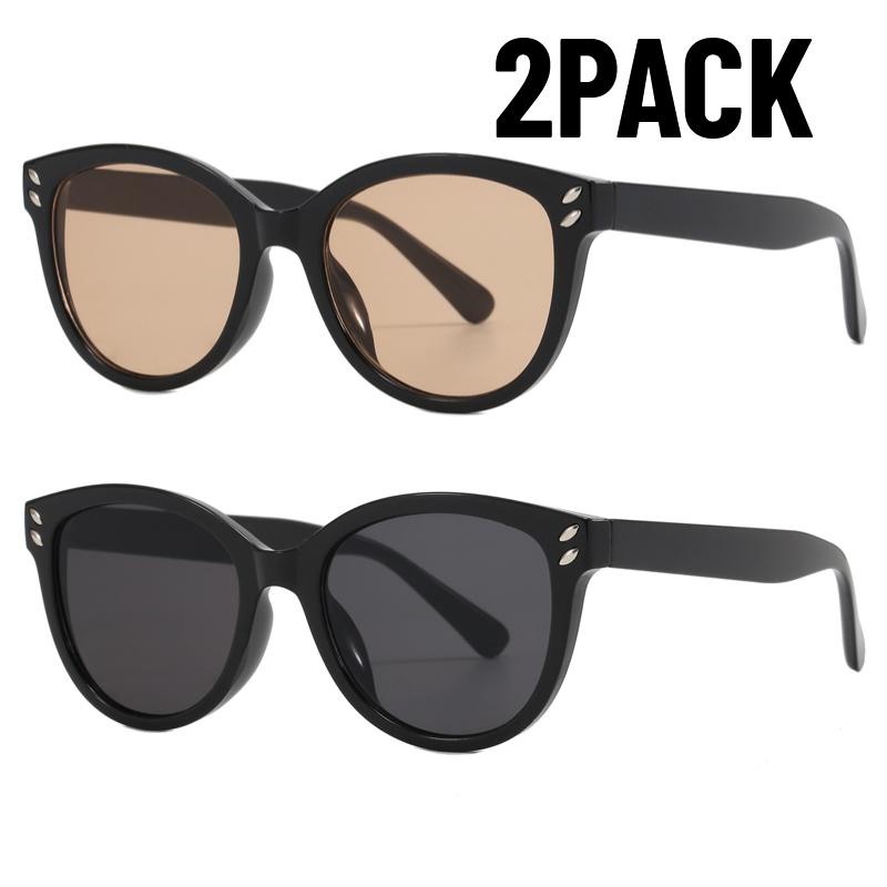 2PACK Round Frame Sunglasses Unisex UV-proof Sun Glasses Eyewear Women Outdoor Travel Goggle Eye Production Sun Shades