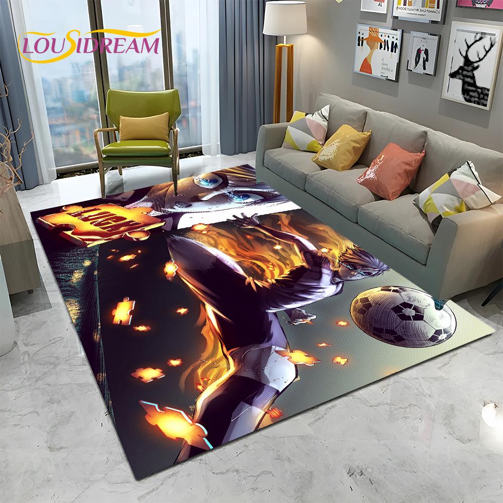 Teppich mit Cartoon-Motiv, blaues Schloss, Fußball, Anime, für Zuhause, Wohnzimmer, Schlafzimmer, Sofa, Fußmatte, Dekoration, Kinderspielbereich, rutschfeste Bodenmatte